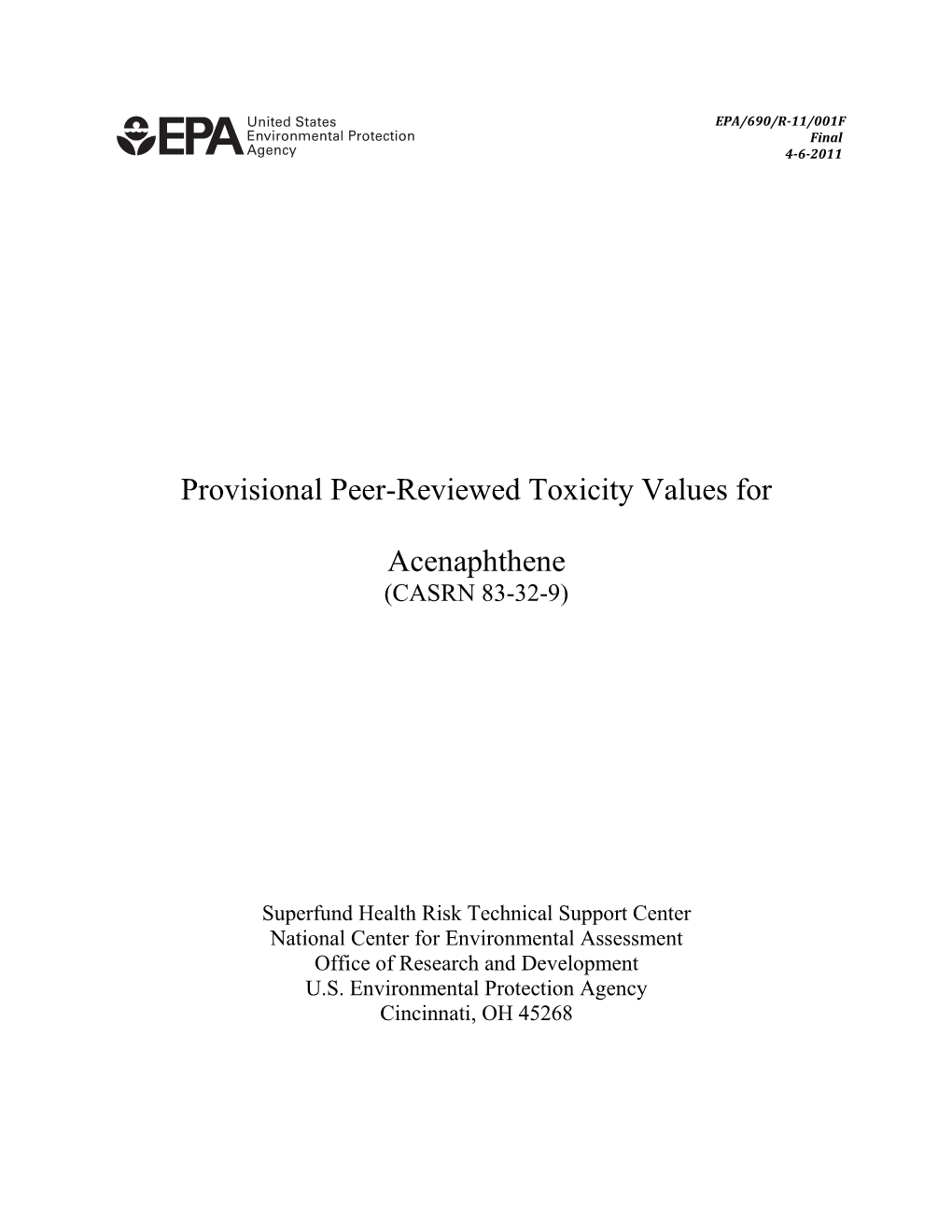 Provisional Peer-Reviewed Toxicity Values For