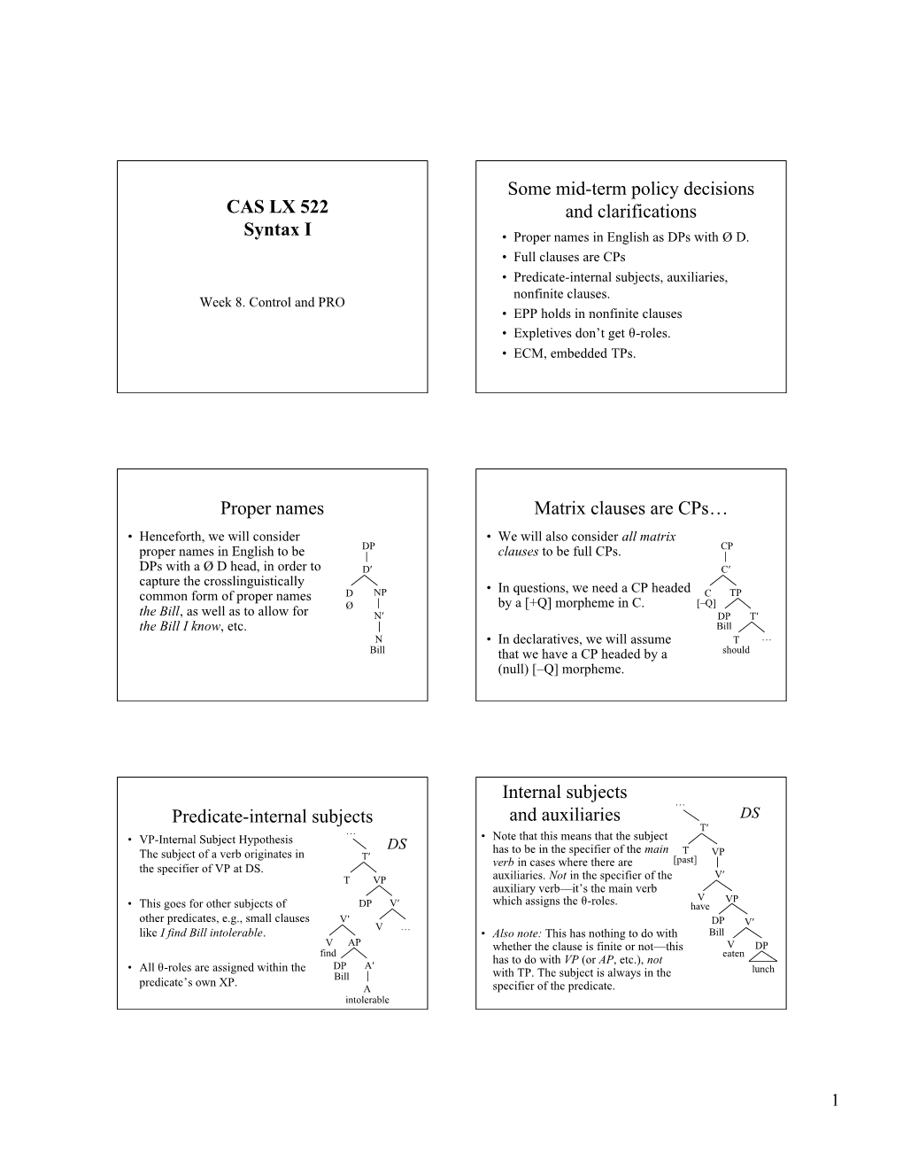 Predicate-Internal Subjects, Auxiliaries, Nonfinite Clauses