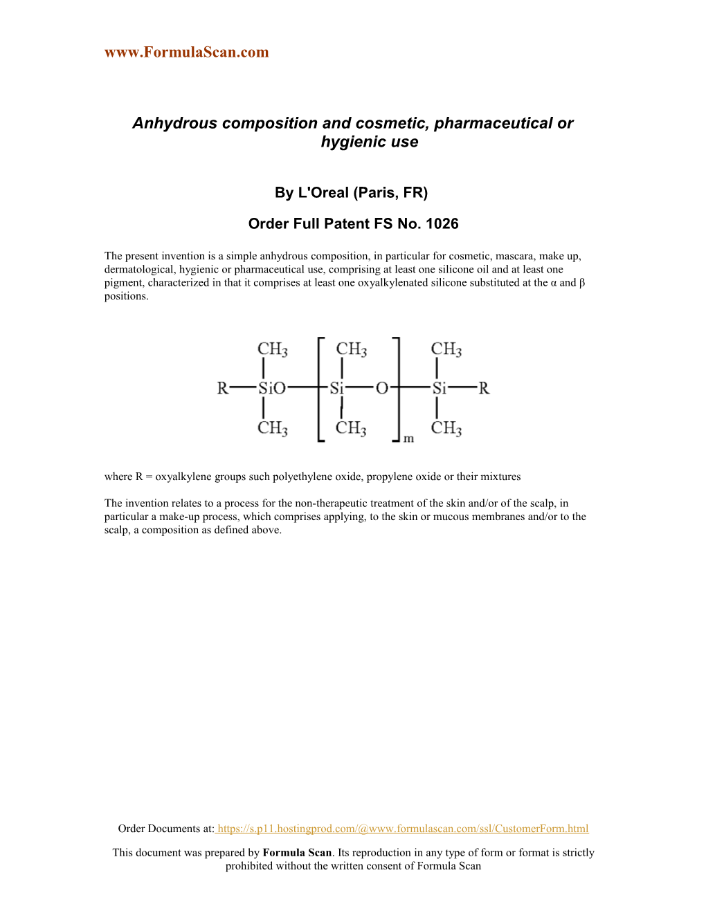 Anhydrous Composition and Cosmetic, Pharmaceutical Or Hygienic Use