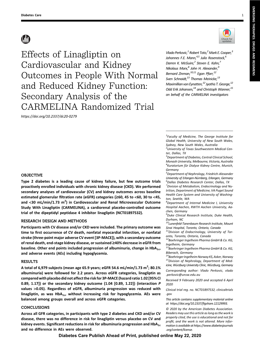 Effects of Linagliptin on Cardiovascular and Kidney