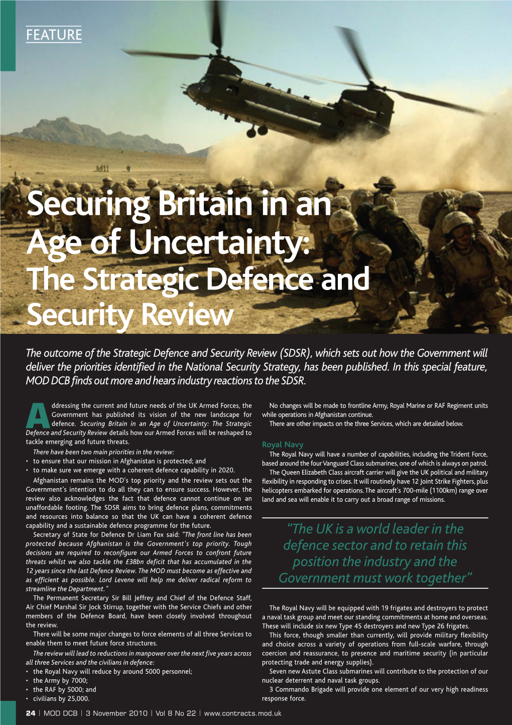 Securing Britain in an Age of Uncertainty: the Strategic Defence and Security Review