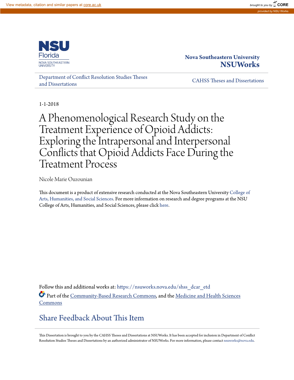 A Phenomenological Research Study on the Treatment