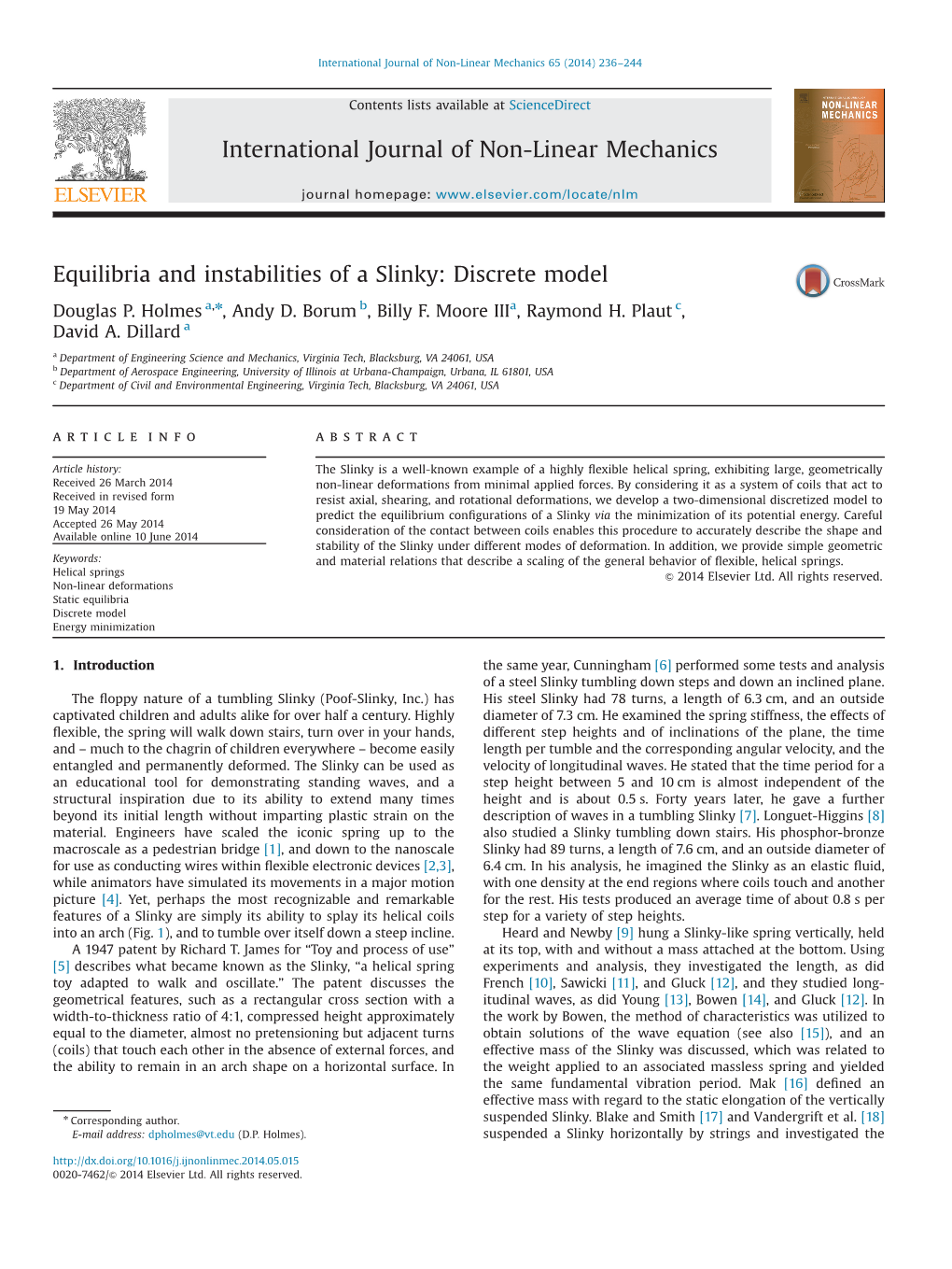 Equilibria and Instabilities of a Slinky: Discrete Model