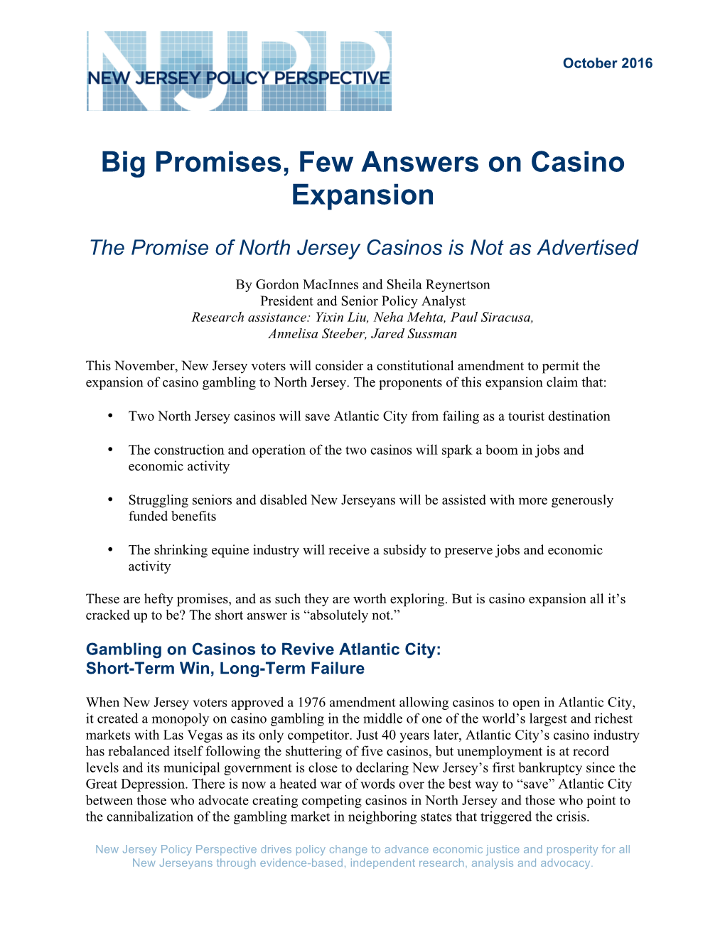 Big Promises, Few Answers on Casino Expansion