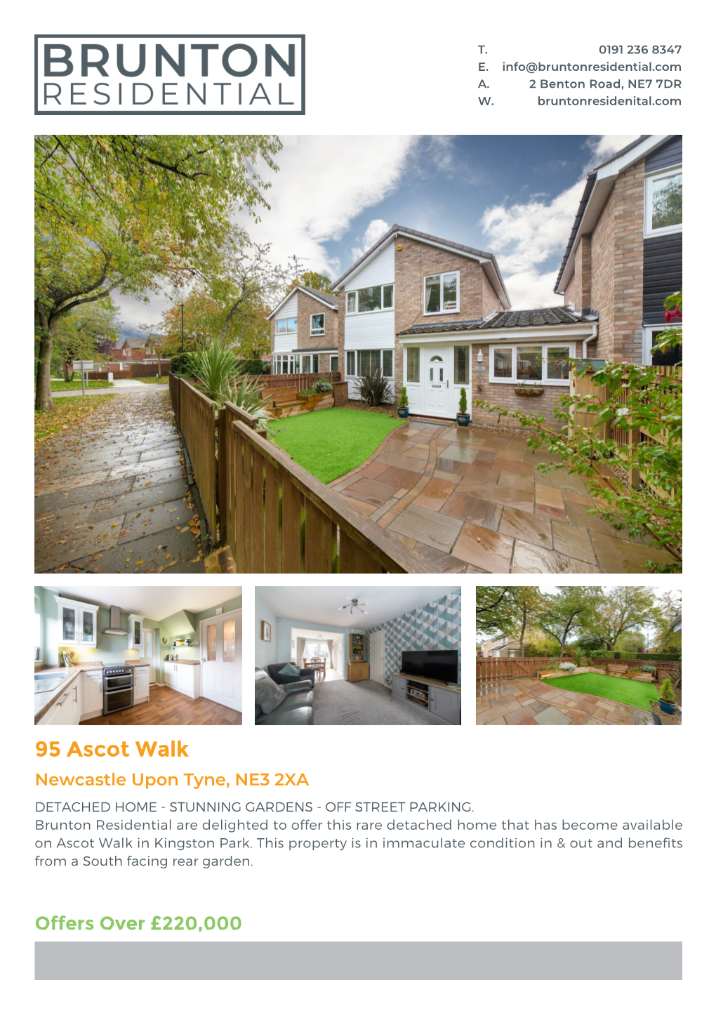 95 Ascot Walk Newcastle Upon Tyne, NE3 2XA DETACHED HOME - STUNNING GARDENS - OFF STREET PARKING