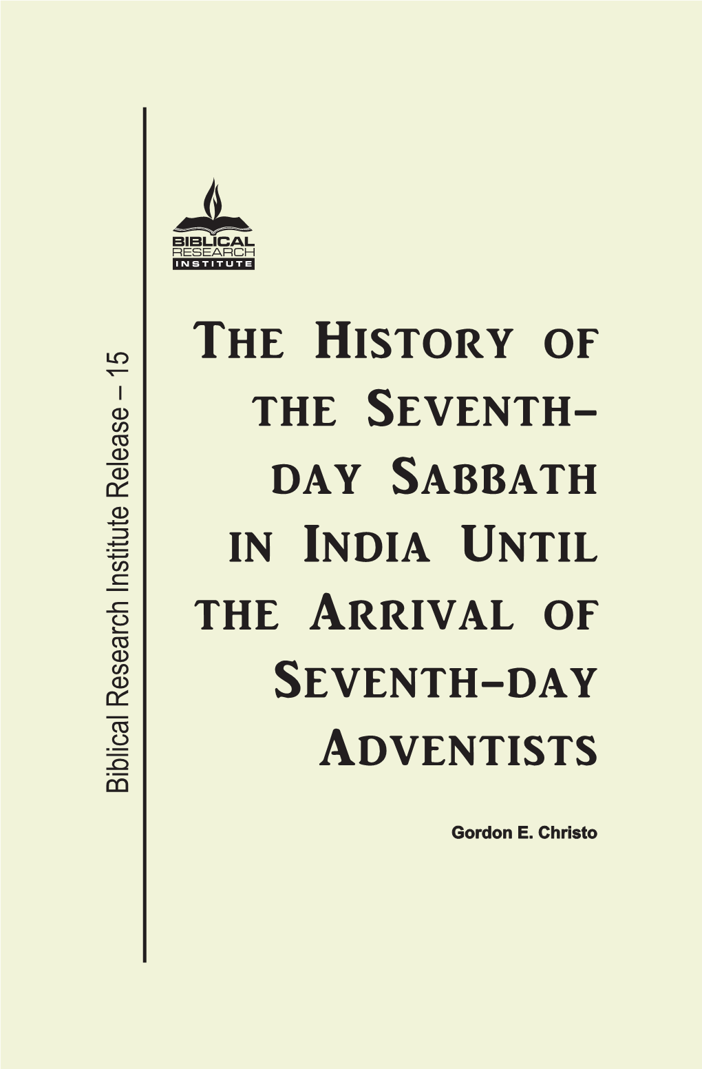 Day Sabbath in India Until the Arrival of Seventh-Day Adventists
