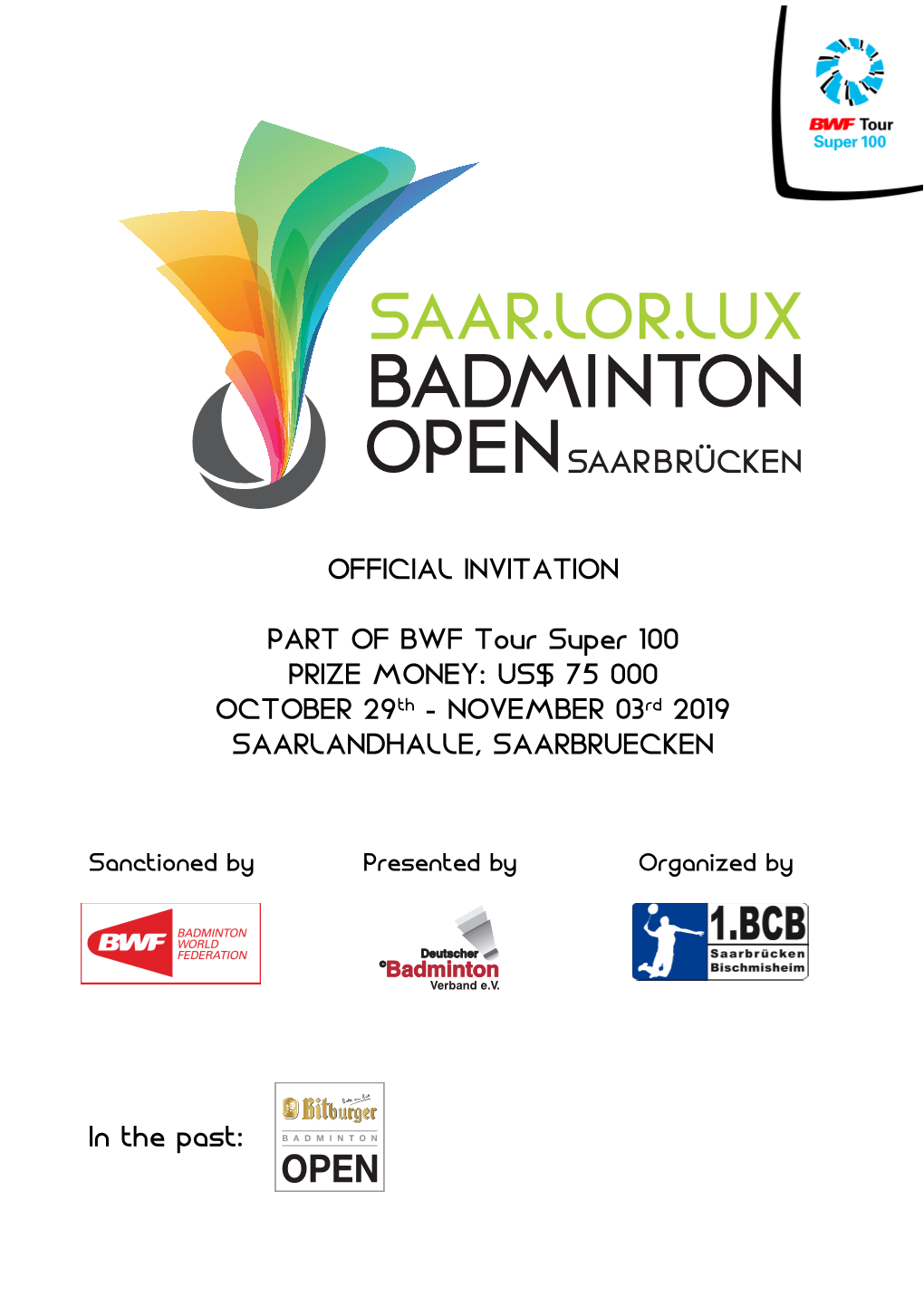 OFFICIAL INVITATION PART of BWF Tour Super 100