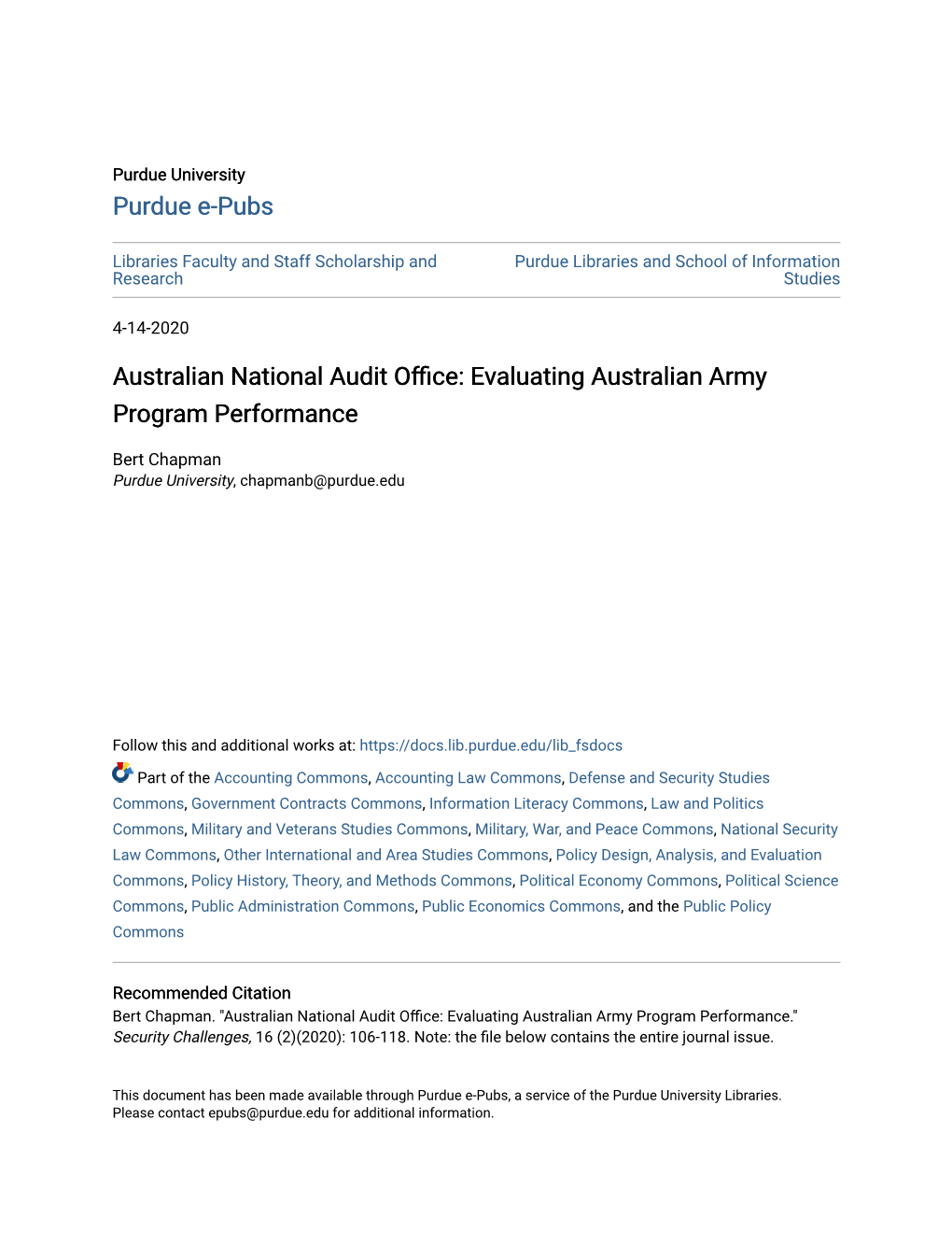 Evaluating Australian Army Program Performance 106