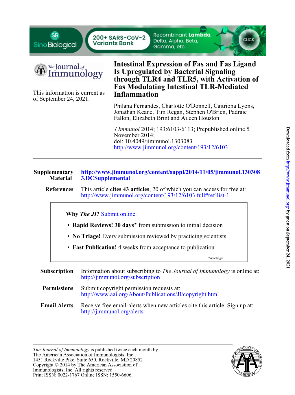 Inflammation Fas Modulating Intestinal TLR-Mediated Through TLR4 And