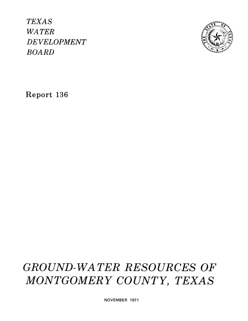 Ground-Water Resources of Montgomery County, Texas