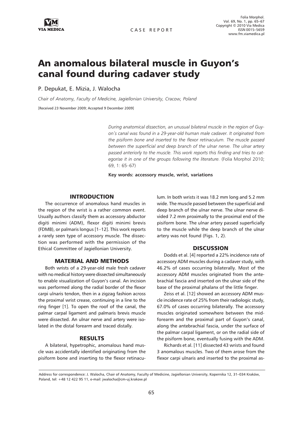 An Anomalous Bilateral Muscle in Guyon's Canal Found During