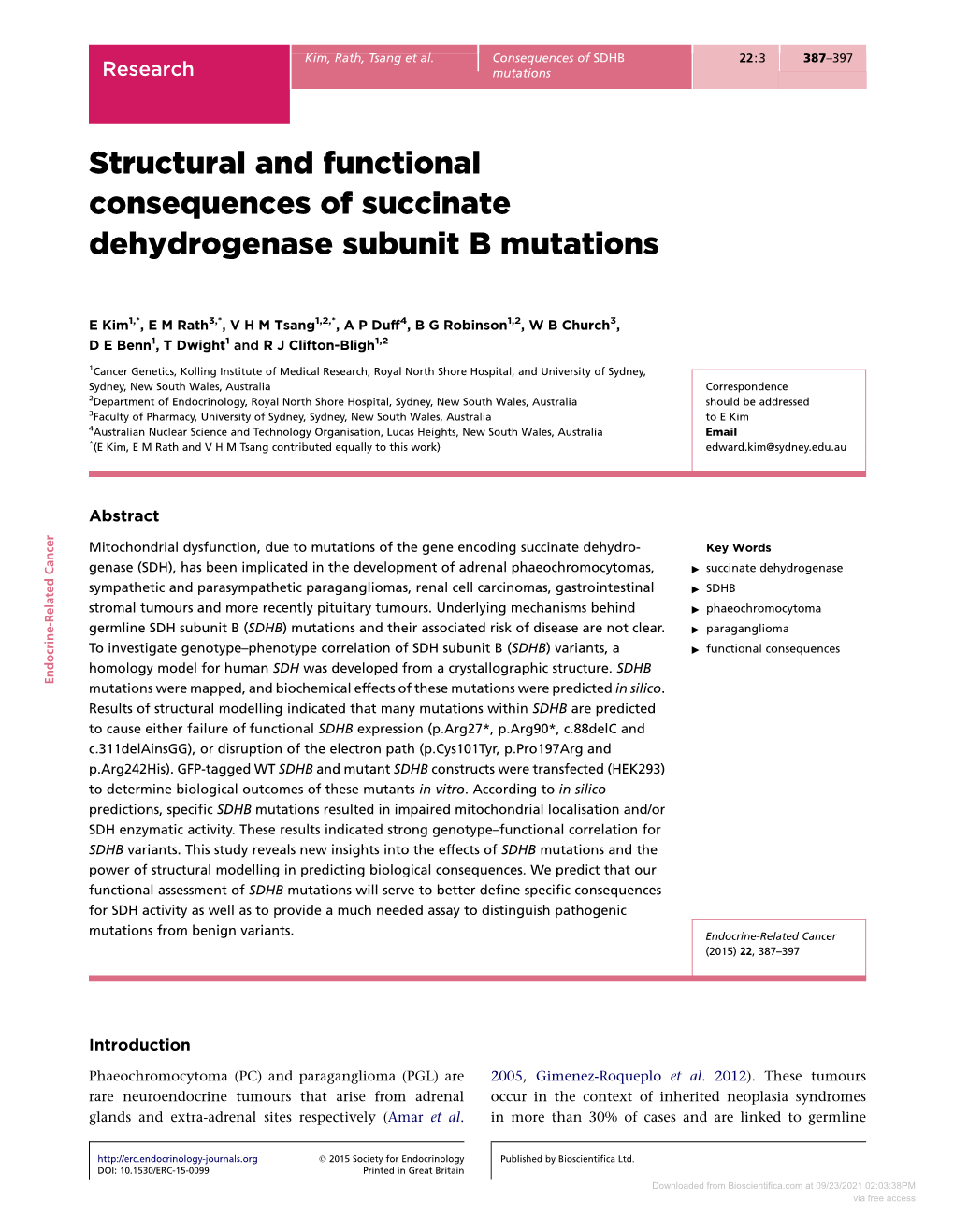 Structural and Functional Consequences of Succinate Dehydrogenase Subunit B Mutations