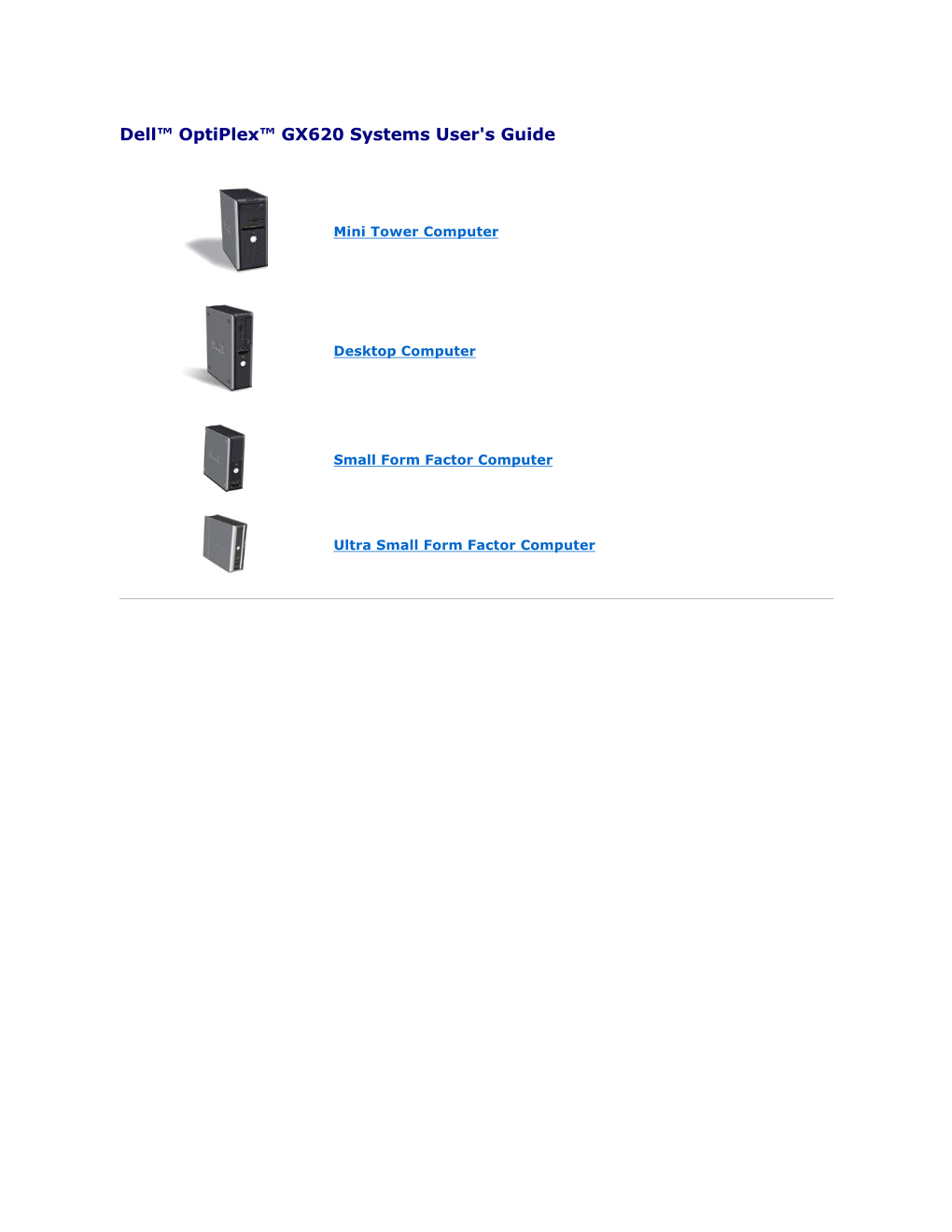 Dell Optiplex GX620 Systems User's Guide
