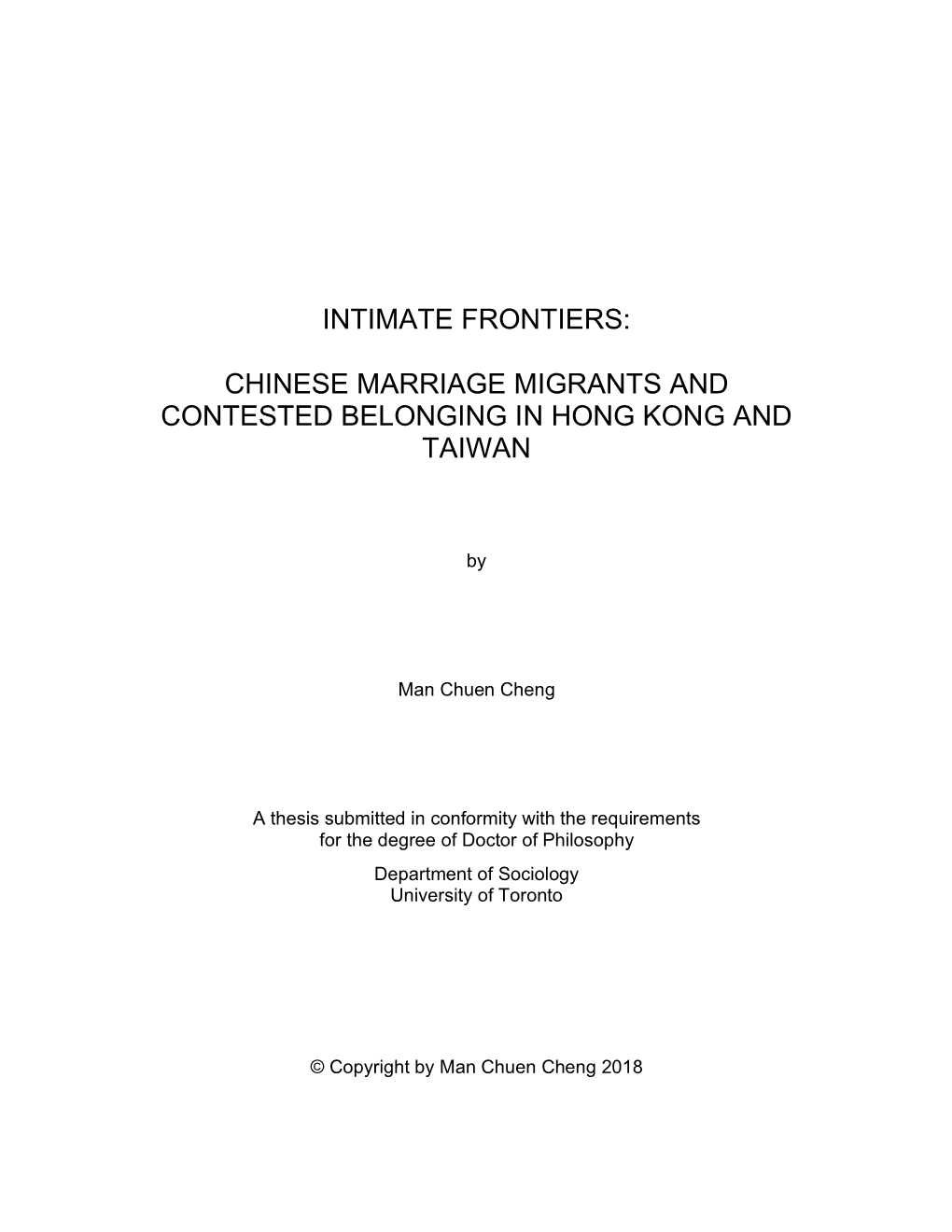 Chinese Marriage Migrants and Contested Belonging in Hong Kong and Taiwan