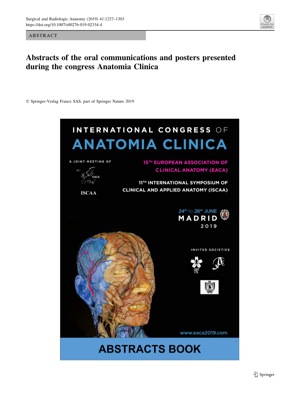 Abstracts of the Oral Communications and Posters Presented During the Congress Anatomia Clinica