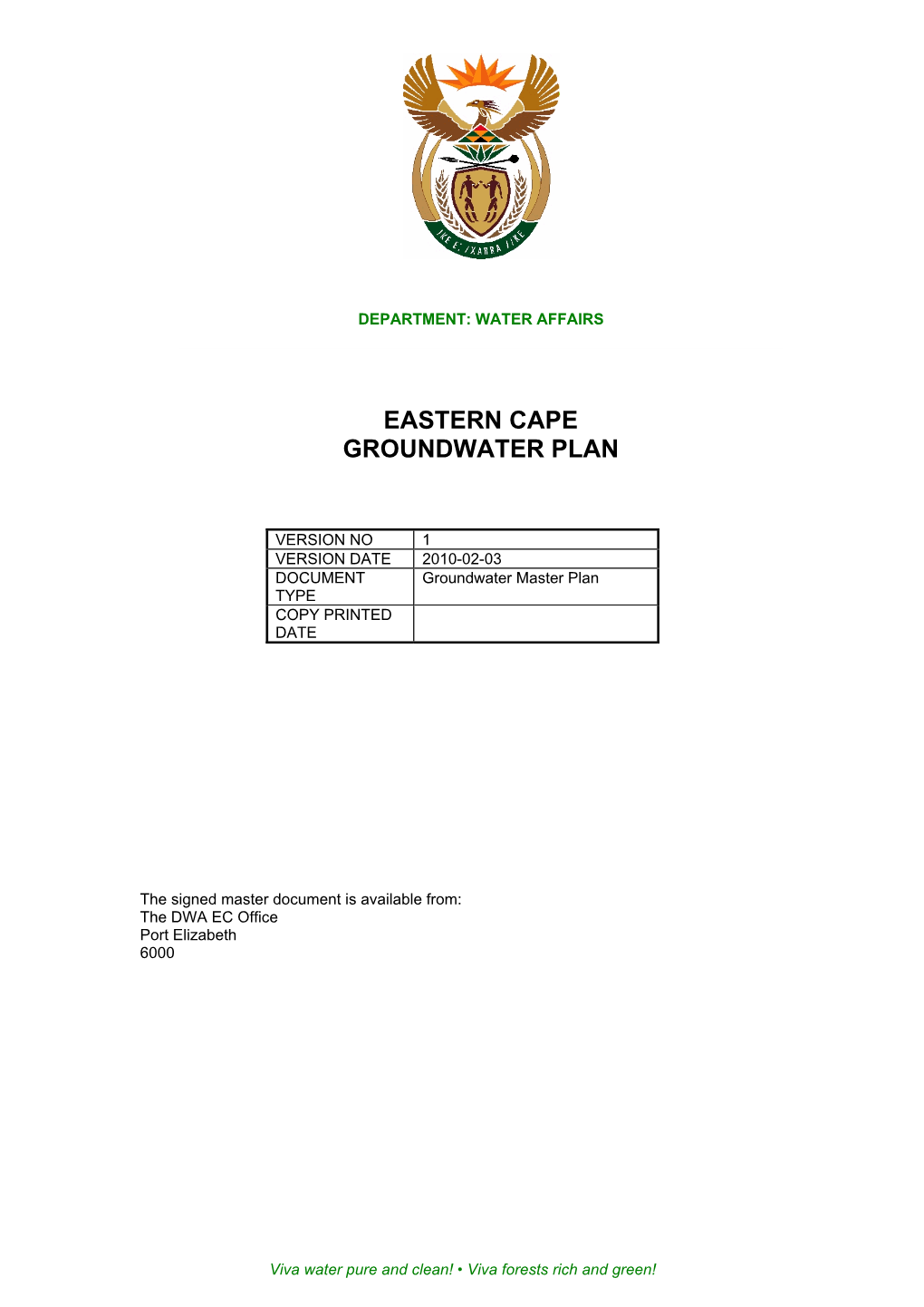 Eastern Cape Groundwater Plan