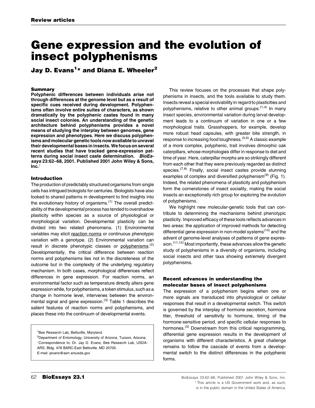 Gene Expression and the Evolution of Insect Polyphenisms