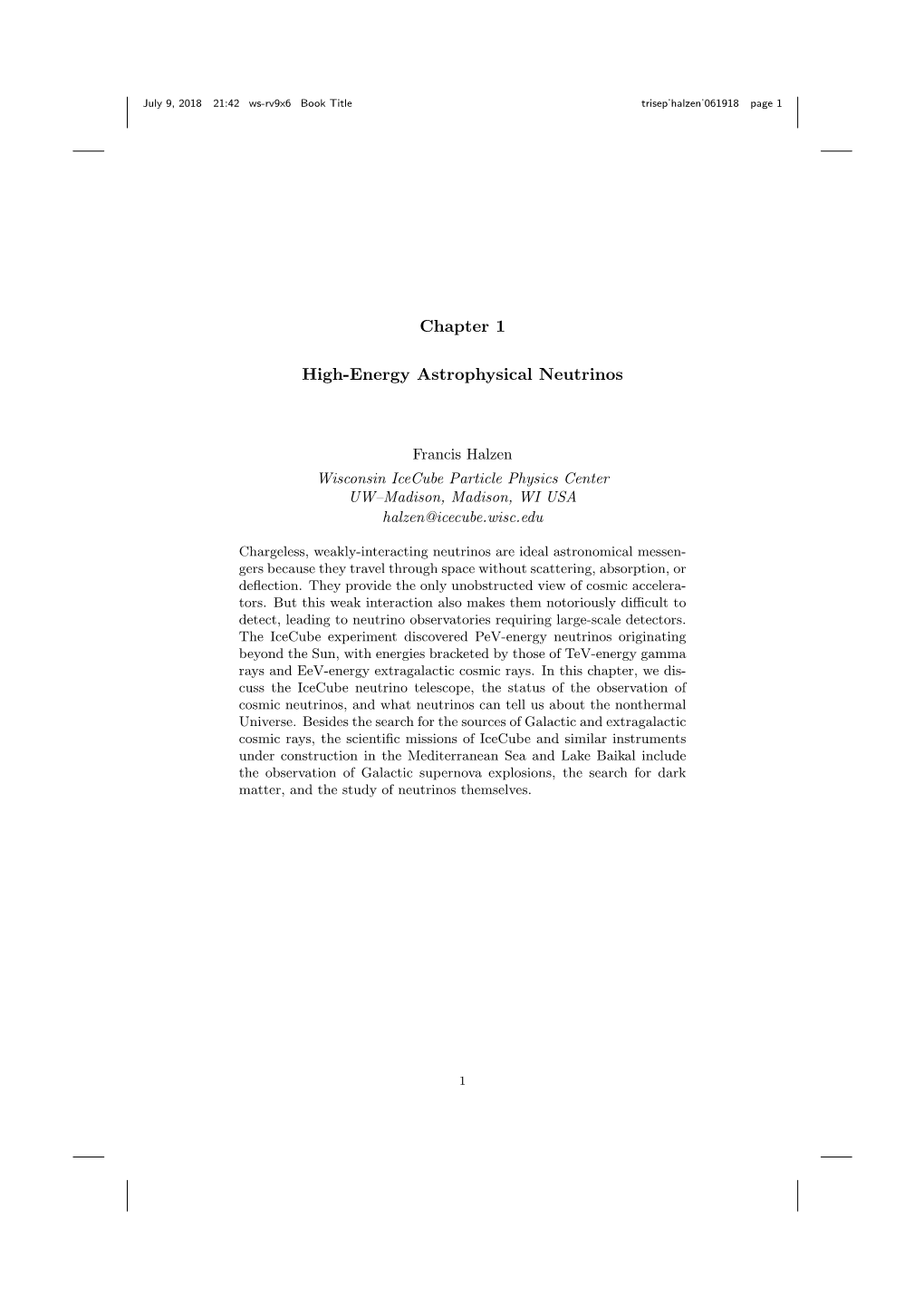 Chapter 1 High-Energy Astrophysical Neutrinos