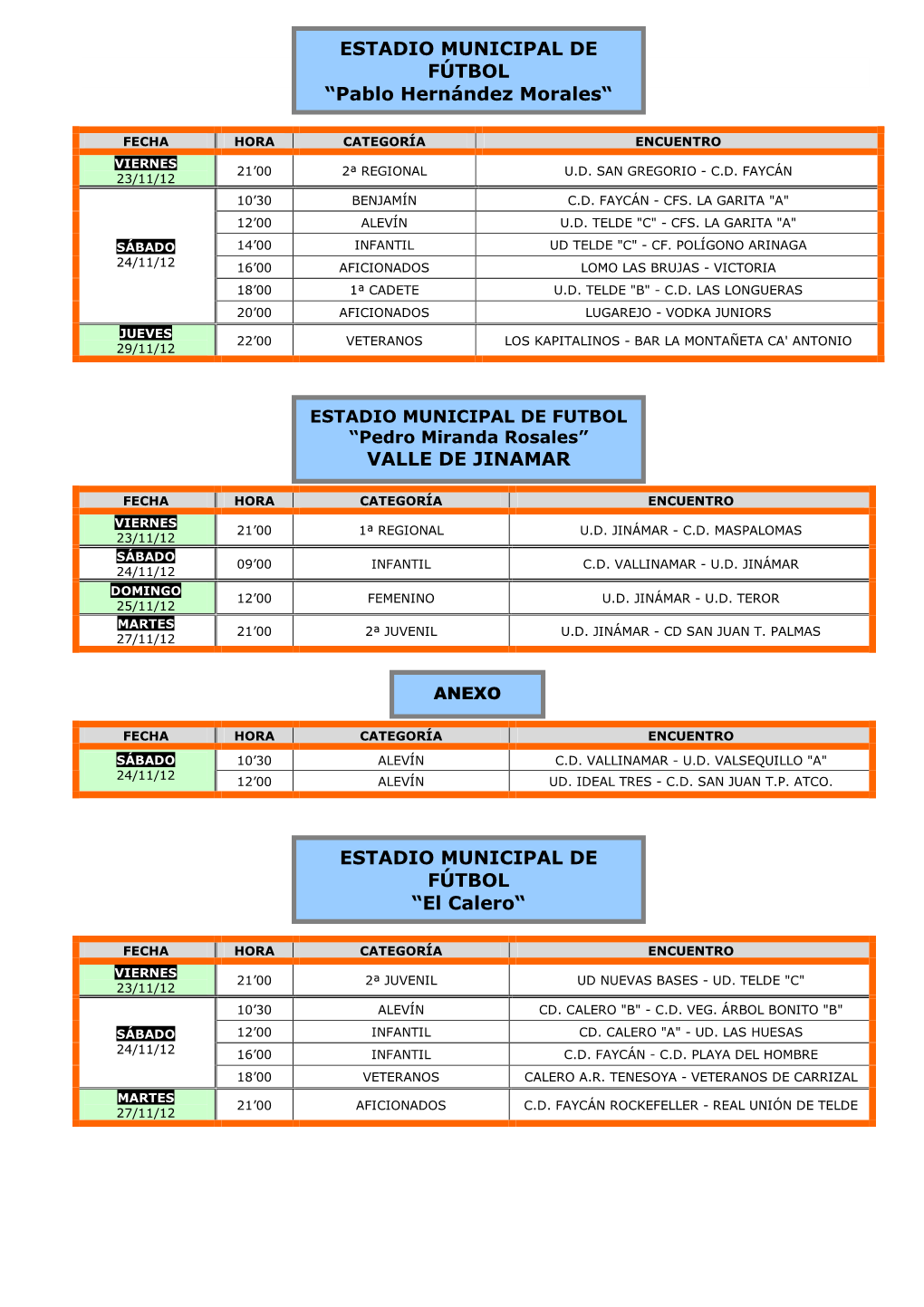 Planilla Fin De Semana 23-11-2012 A