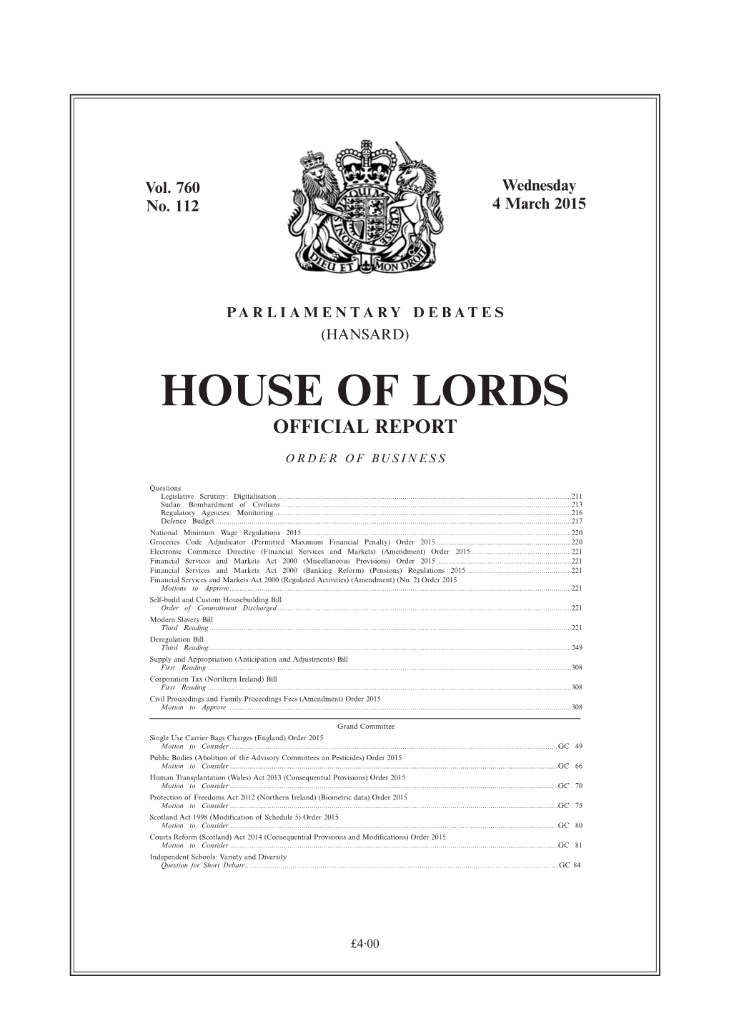 House of Lords Official Report