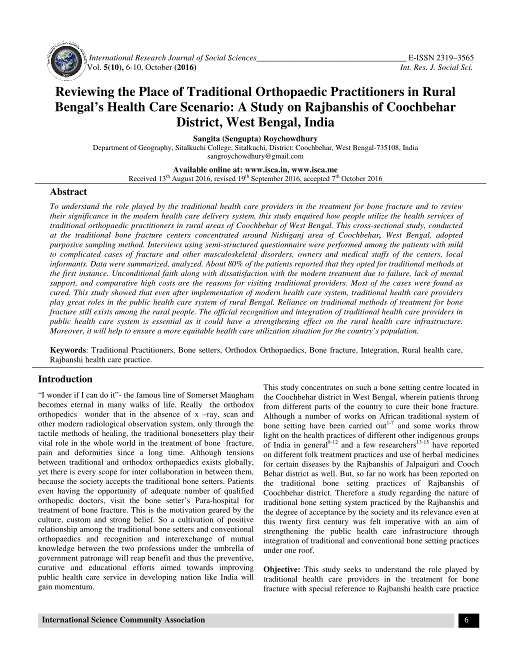 A Study on Rajbanshis of Coochbeha District, West Bengal, India