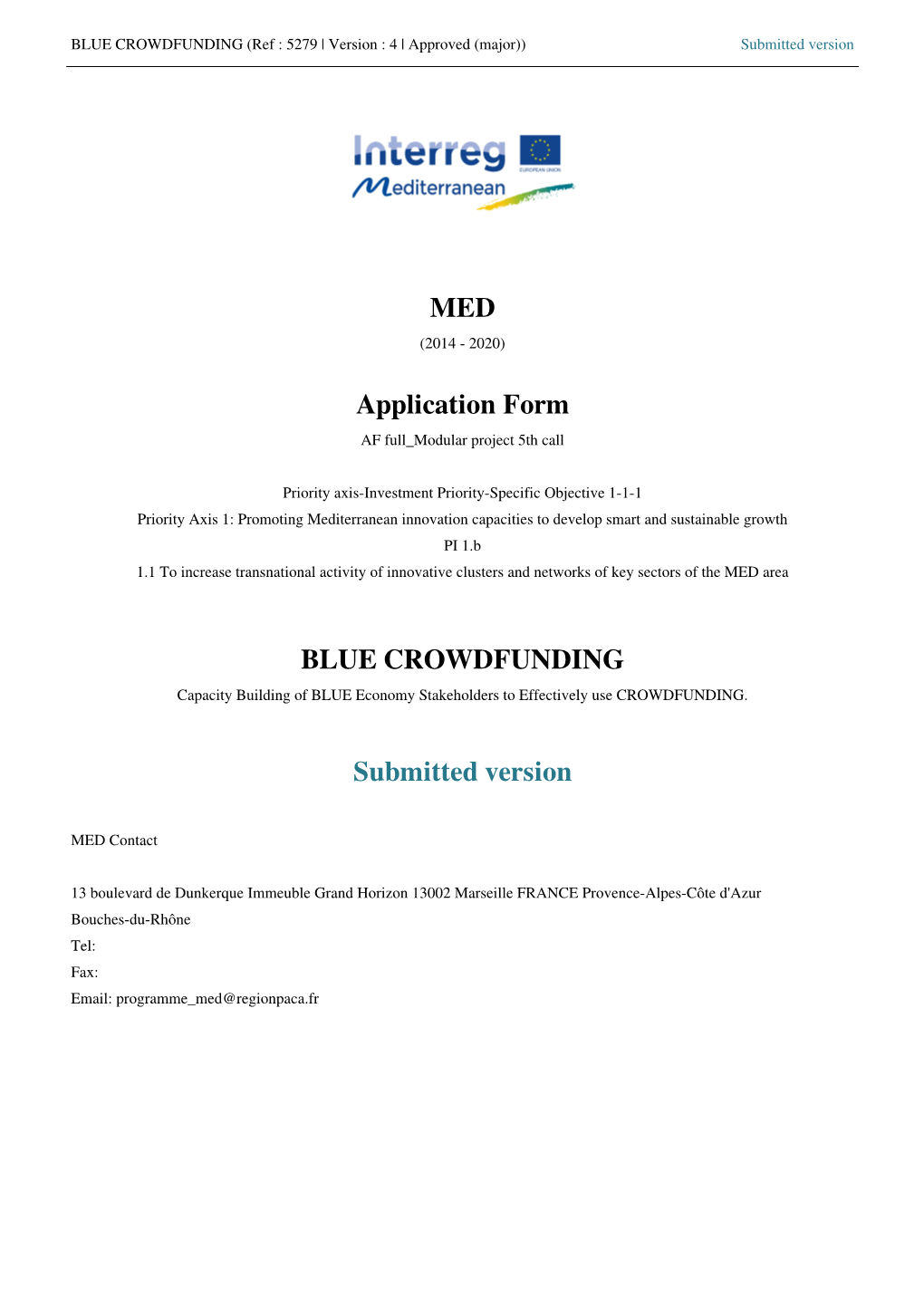 MED Application Form BLUE CROWDFUNDING Submitted Version