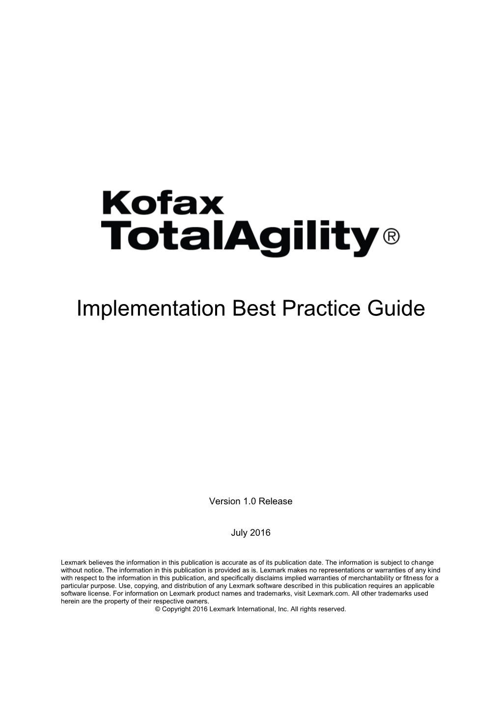 Implementation Best Practice Guide