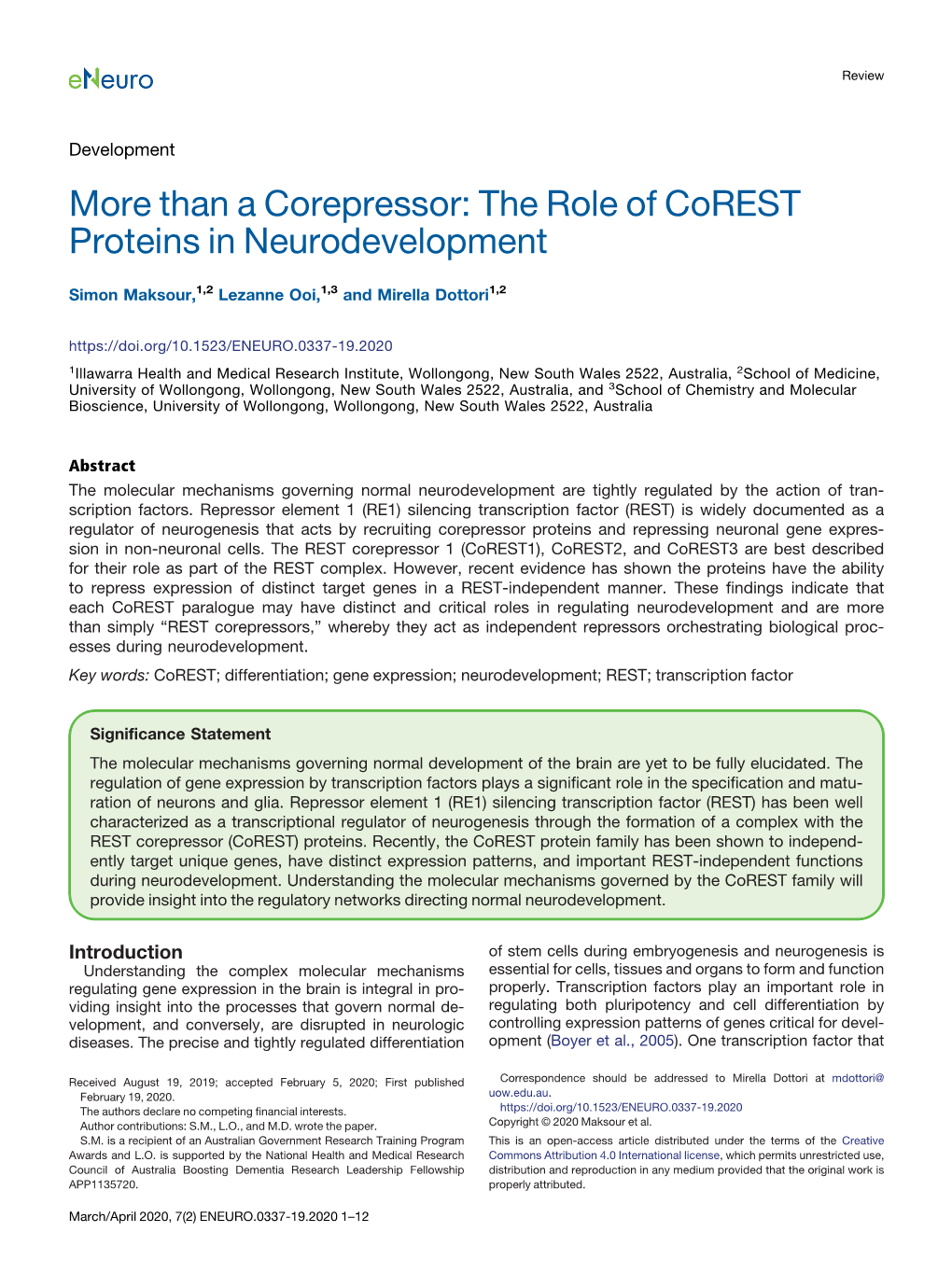 Than a Corepressor: the Role of Corest Proteins in Neurodevelopment