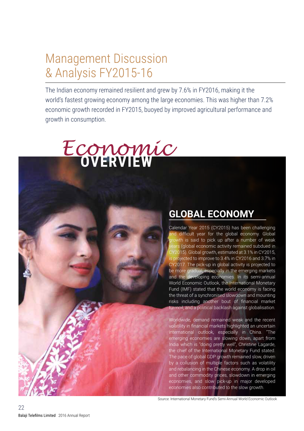 Economic Growth Recorded in FY2015, Buoyed by Improved Agricultural Performance and Growth in Consumption