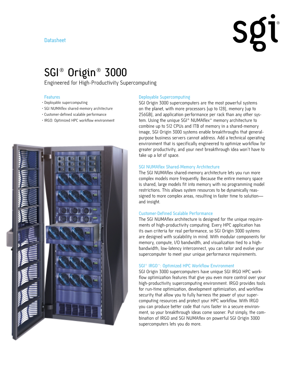 SGI® Origin® 3000 Engineered for High-Productivity Supercomputing