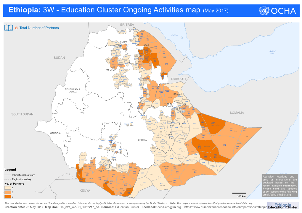 Ethiopia: 3W - Education Cluster Ongoing Activities Map (May 2017)