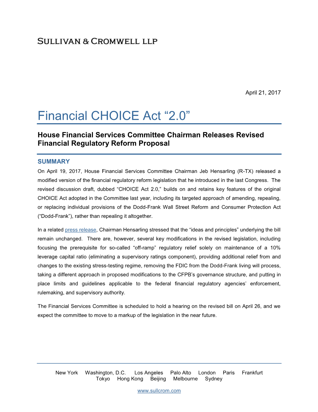 Financial CHOICE Act “2.0”