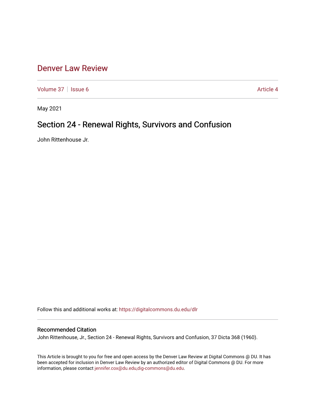 Section 24 - Renewal Rights, Survivors and Confusion