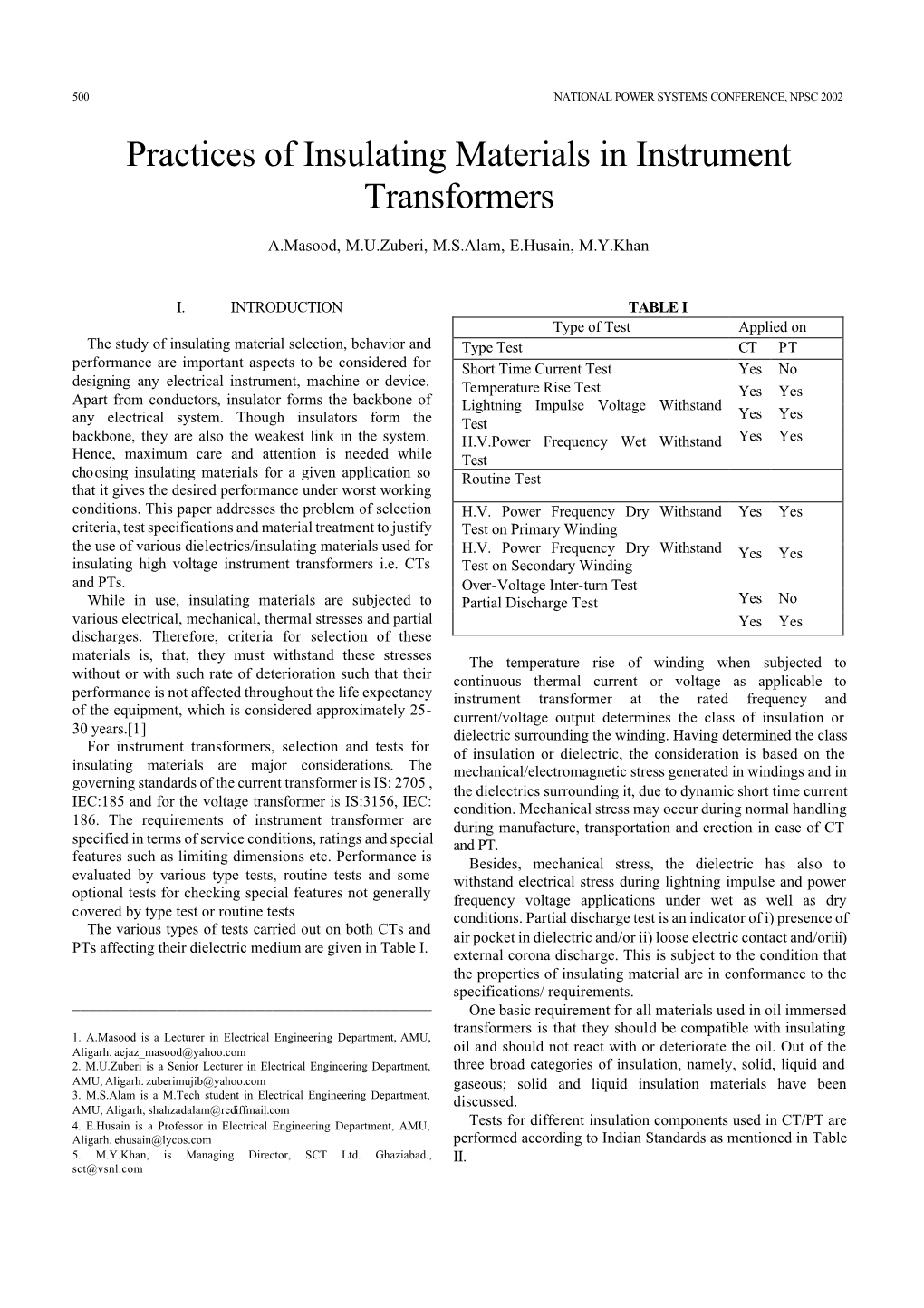 Practices of Insulating Materials in Instrument Transformers