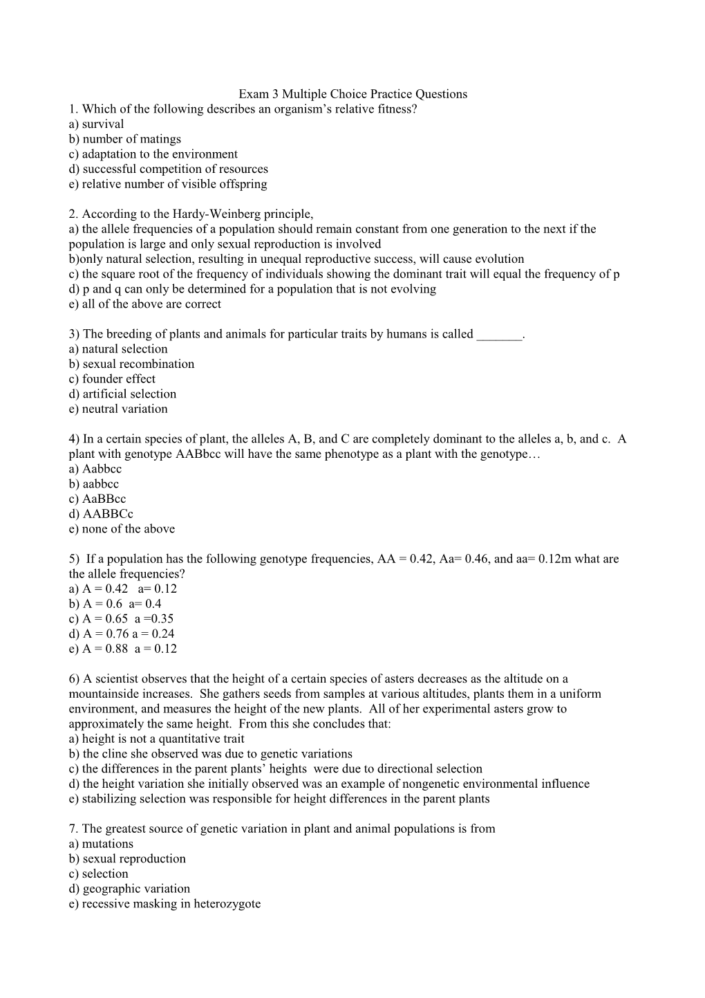 BIOL 211 1 Roe Jflagg MC Practice Questions SV