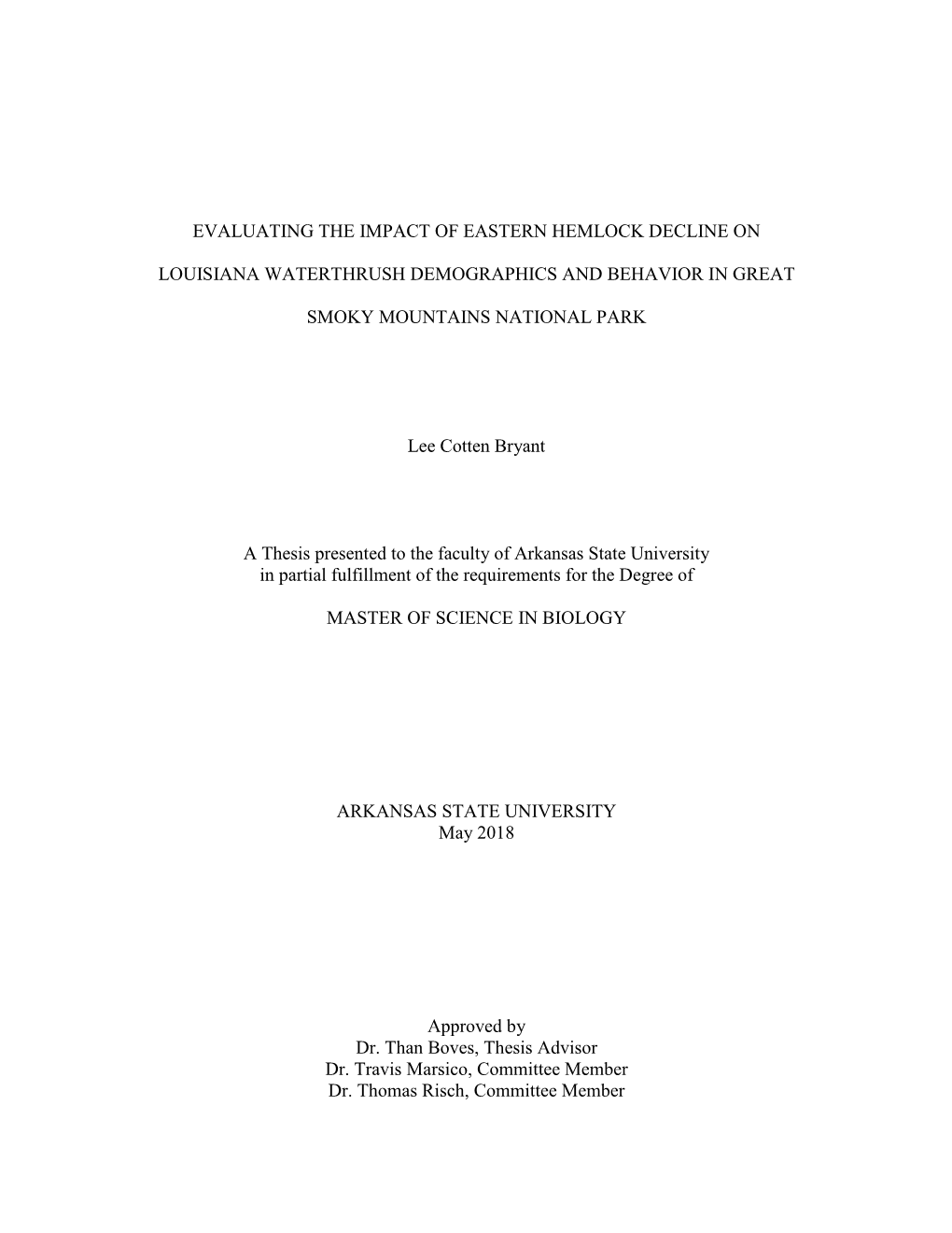 Evaluating the Impact of Eastern Hemlock Decline On