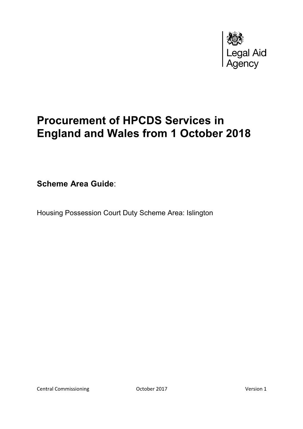 Procurement of HPCDS Services in England and Wales from 1 October 2018