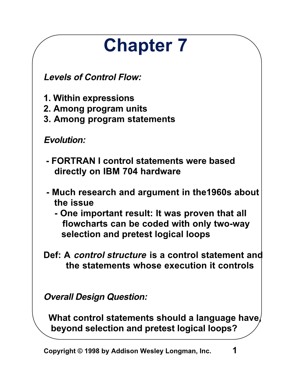 Statement-Level Control Structures