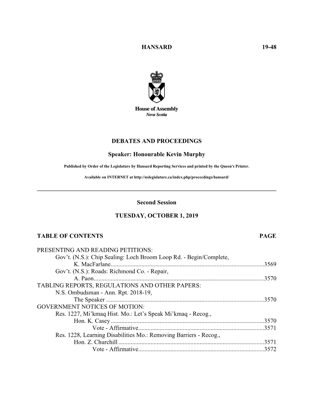 Hansard 19-48 Debates And