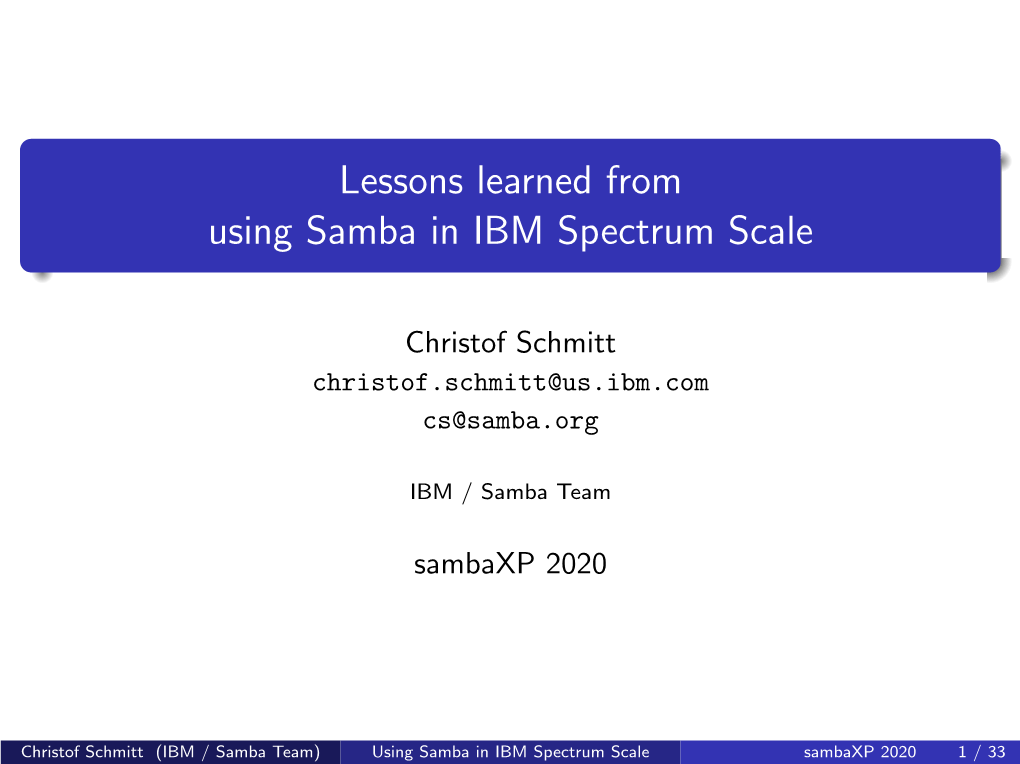 Lessons Learned from Using Samba in IBM Spectrum Scale