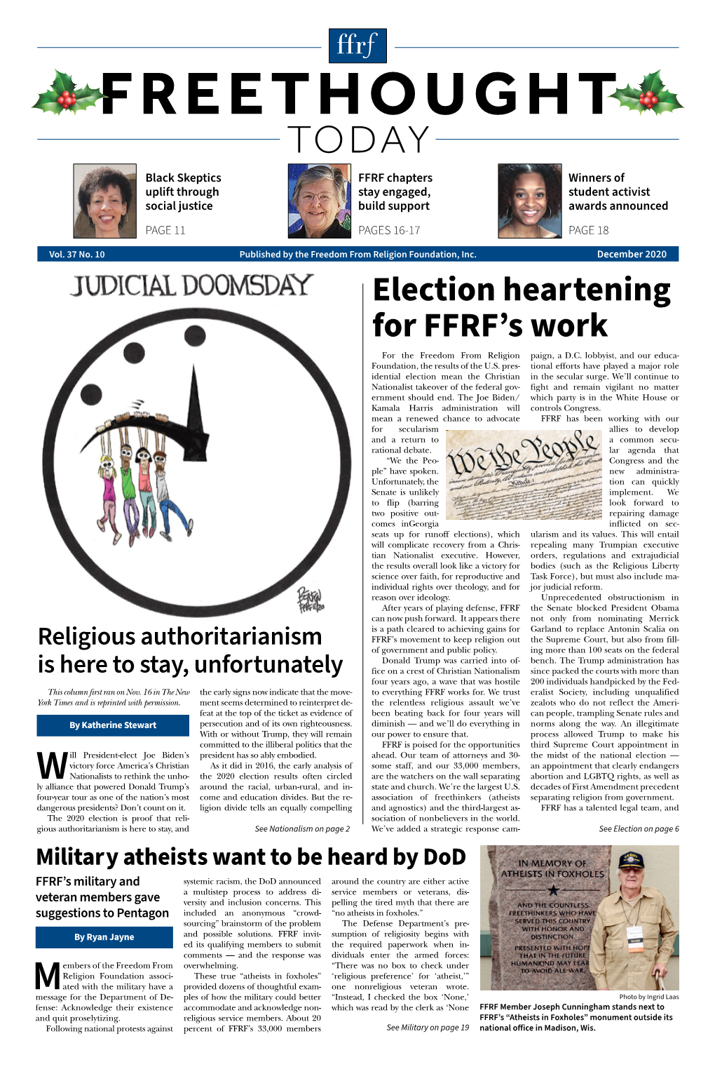 December 2020 Election Heartening for FFRF’S Work for the Freedom from Religion Paign, a D.C