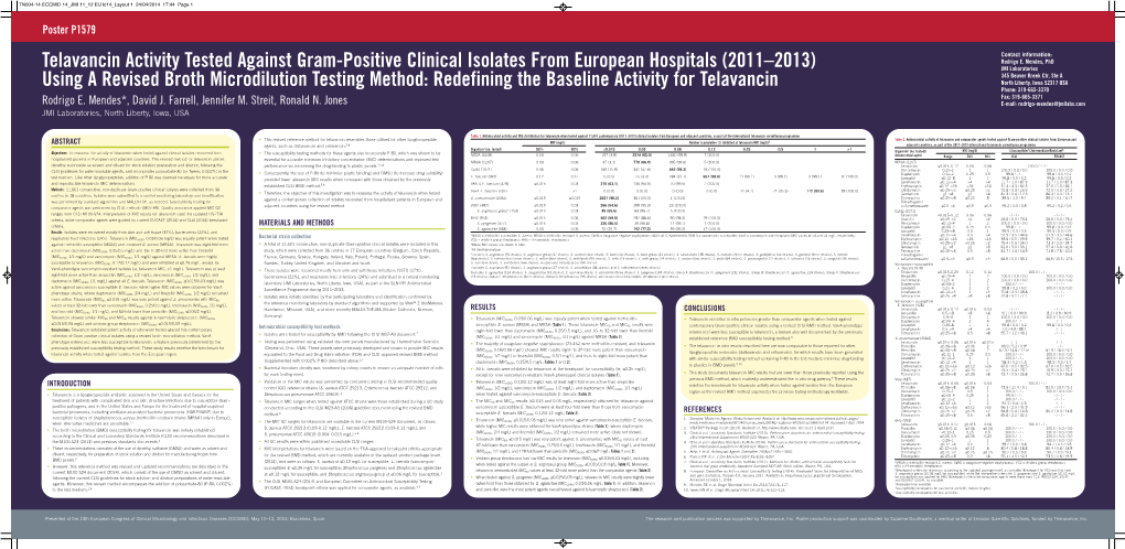 Telavancin Activity Tested Against Gram-Positive Clinical Isolates