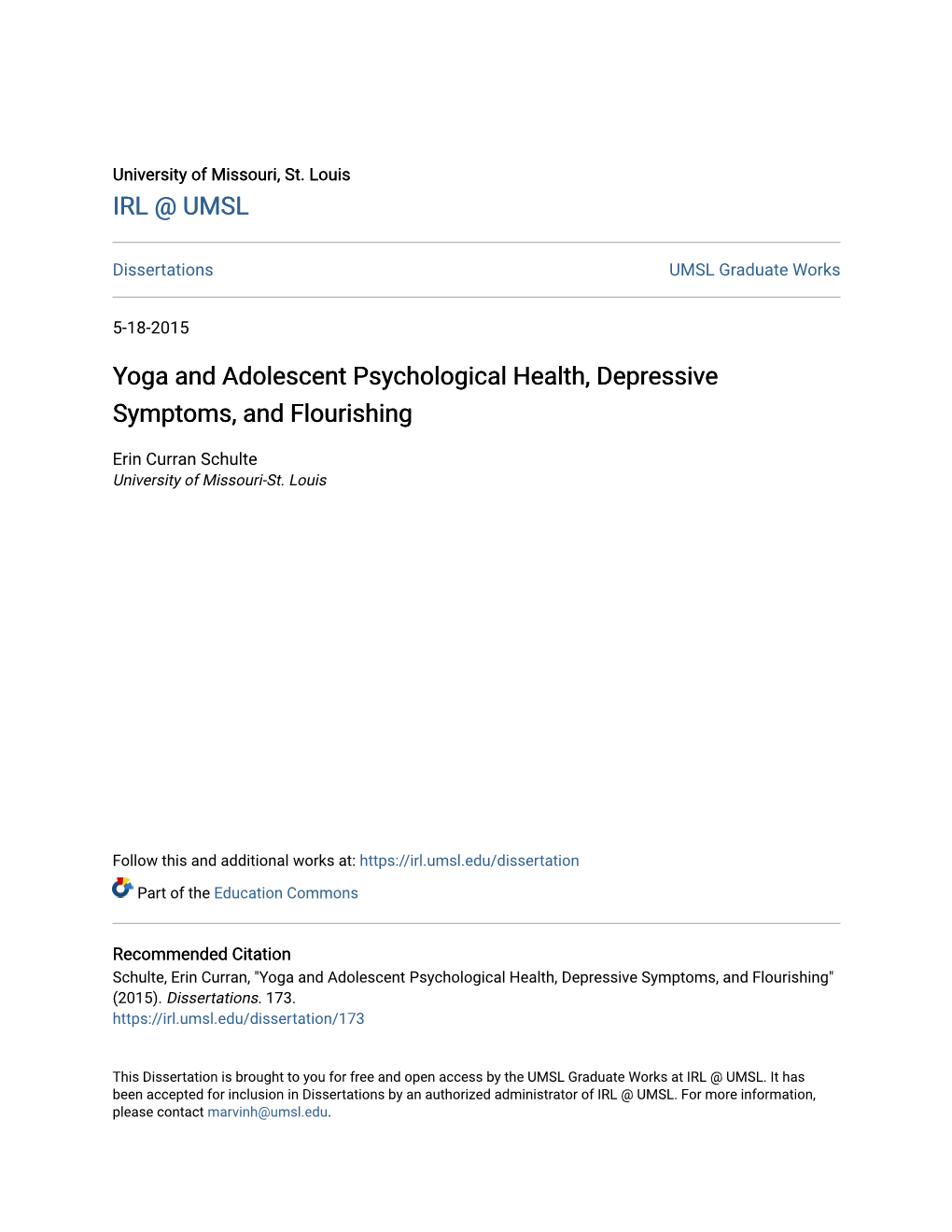 Yoga and Adolescent Psychological Health, Depressive Symptoms, and Flourishing