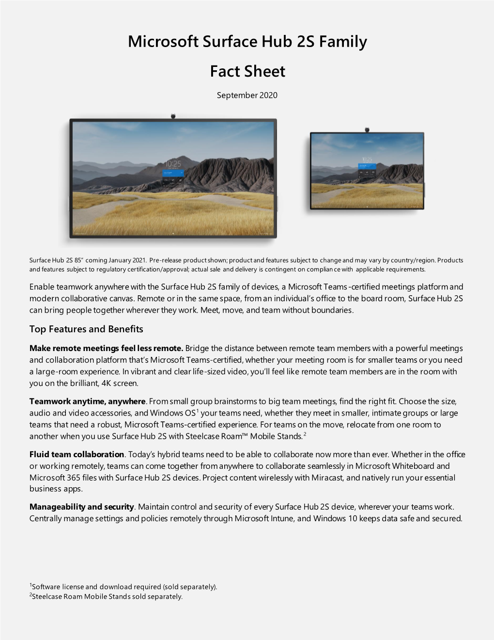 Microsoft Surface Hub 2S Family Fact Sheet