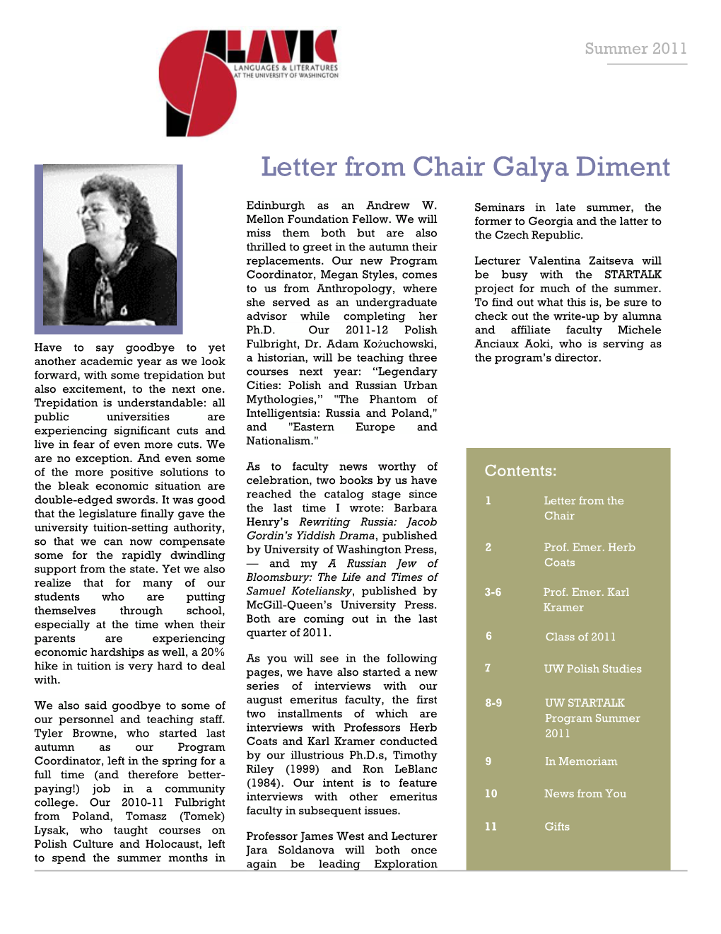 Summer 2011 Newsletter (PDF)