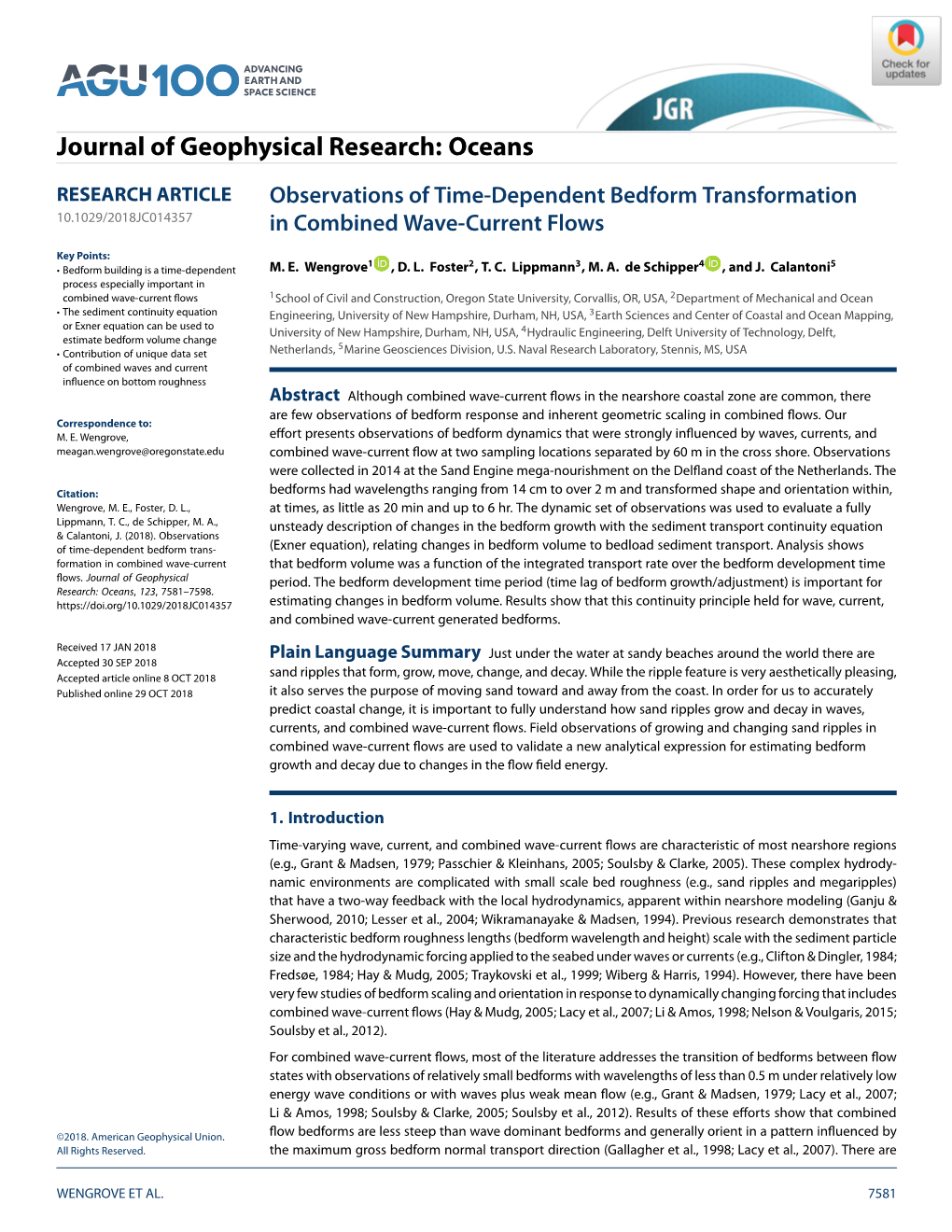 Observations of Time‐Dependent Bedform Transformation In