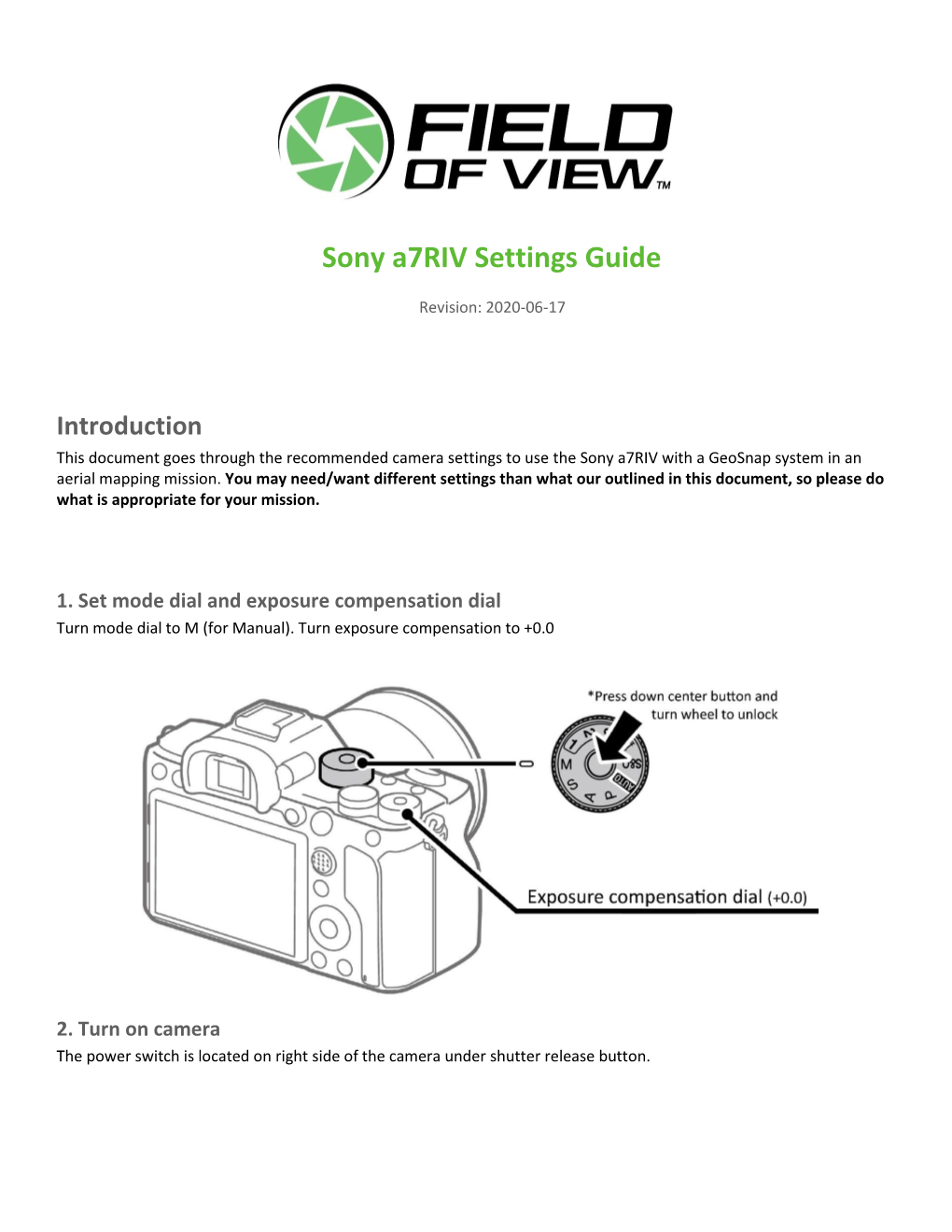 Sony A7riv Settings Guide Revision: 2020-06-17