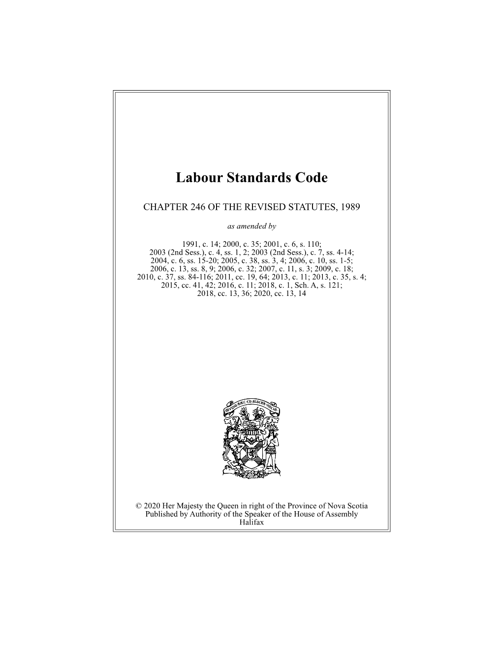 Labour Standards Code