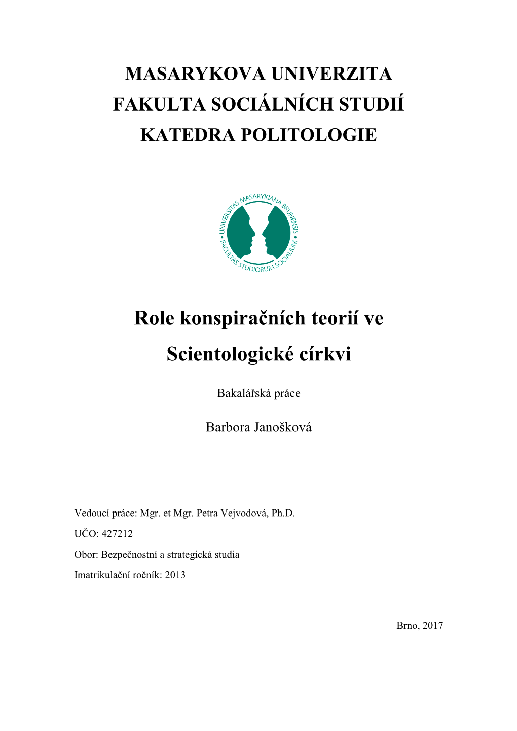 Role Konspiračních Teorií Ve Scientologické Církvi