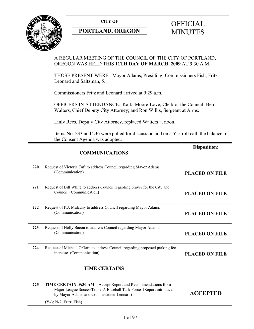 Portland City Council Agenda